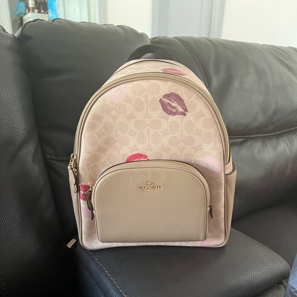 Coach Women's Beige Backpack with Pink and Purple Accents - Picture 1 of 6